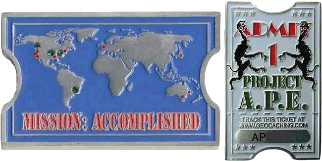 1. A.P.E.-Geocoin 1. A.P.E.-Geocoin